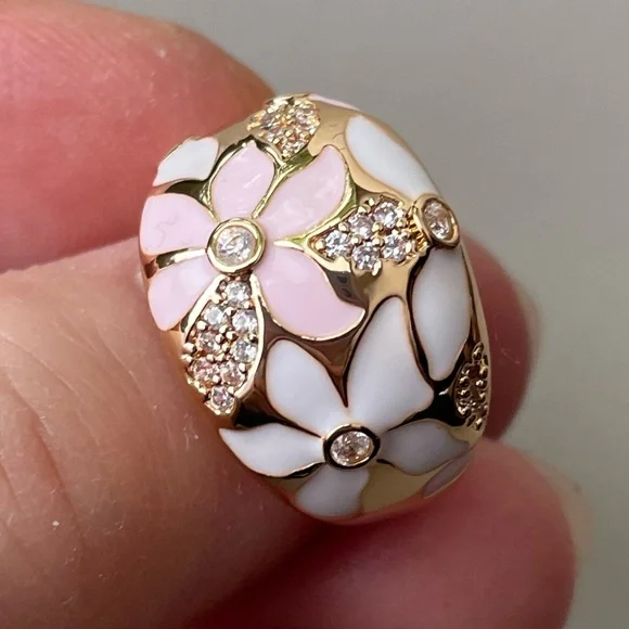 Piper K Floral Enamel Gold Plated Ring - Picture 3 of 7